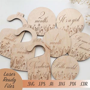 Divisórias de armário de flores silvestres SVG, cartões de marco de flores silvestres Svg, arquivos de download digital Glowforge Cricut de corte a laser floral, cartões de marco