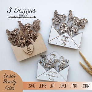 Muttertag Zeichen SVG, Laser Cut Glowforge Cricut Digitaler Download-Dateien, Laser Cut-Datei Muttertag Geschenkkartenhalter SVG, Geschenk für Mama SVG