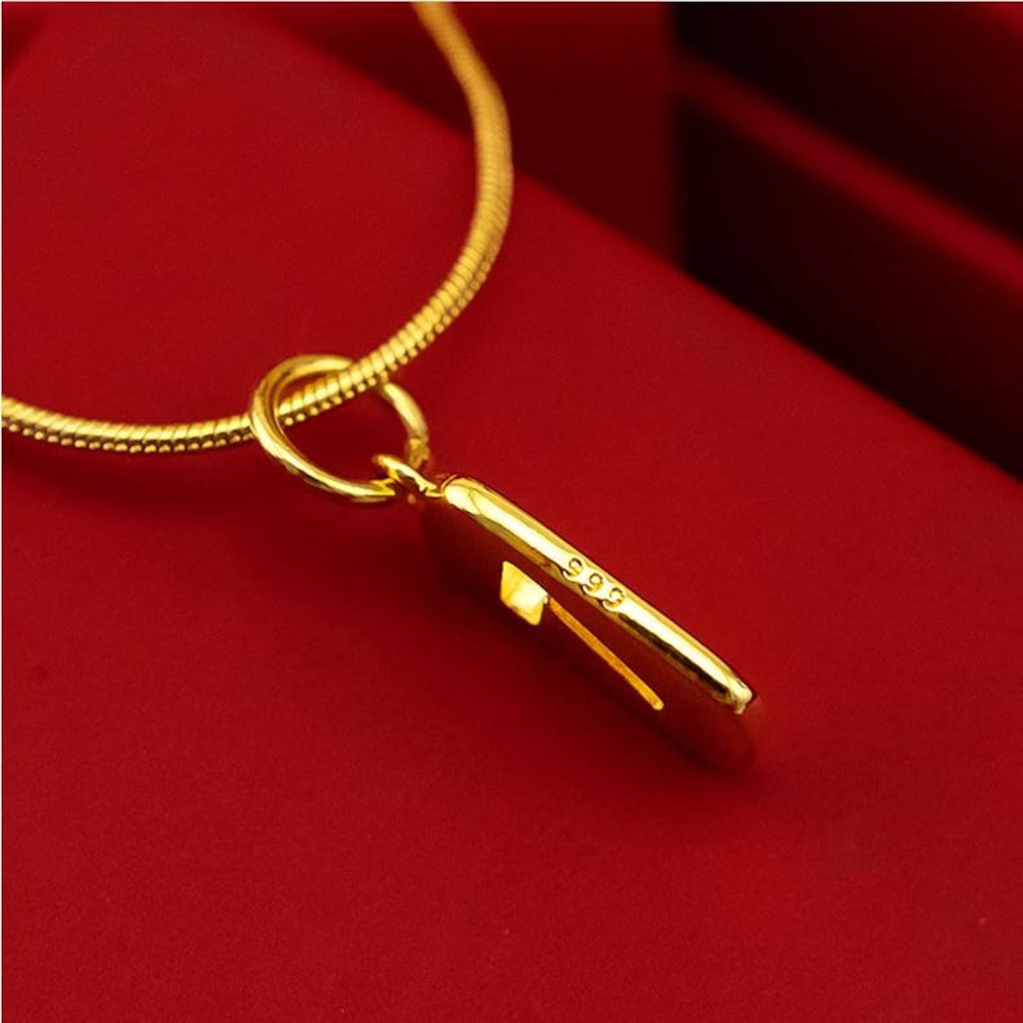 Number Pendant & Chain Gold Necklace Lucky Number Necklace Etsy