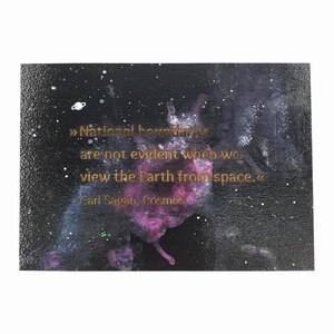 Galaxy houten ansichtkaart »Nationale grenzen...« Carl Sagan