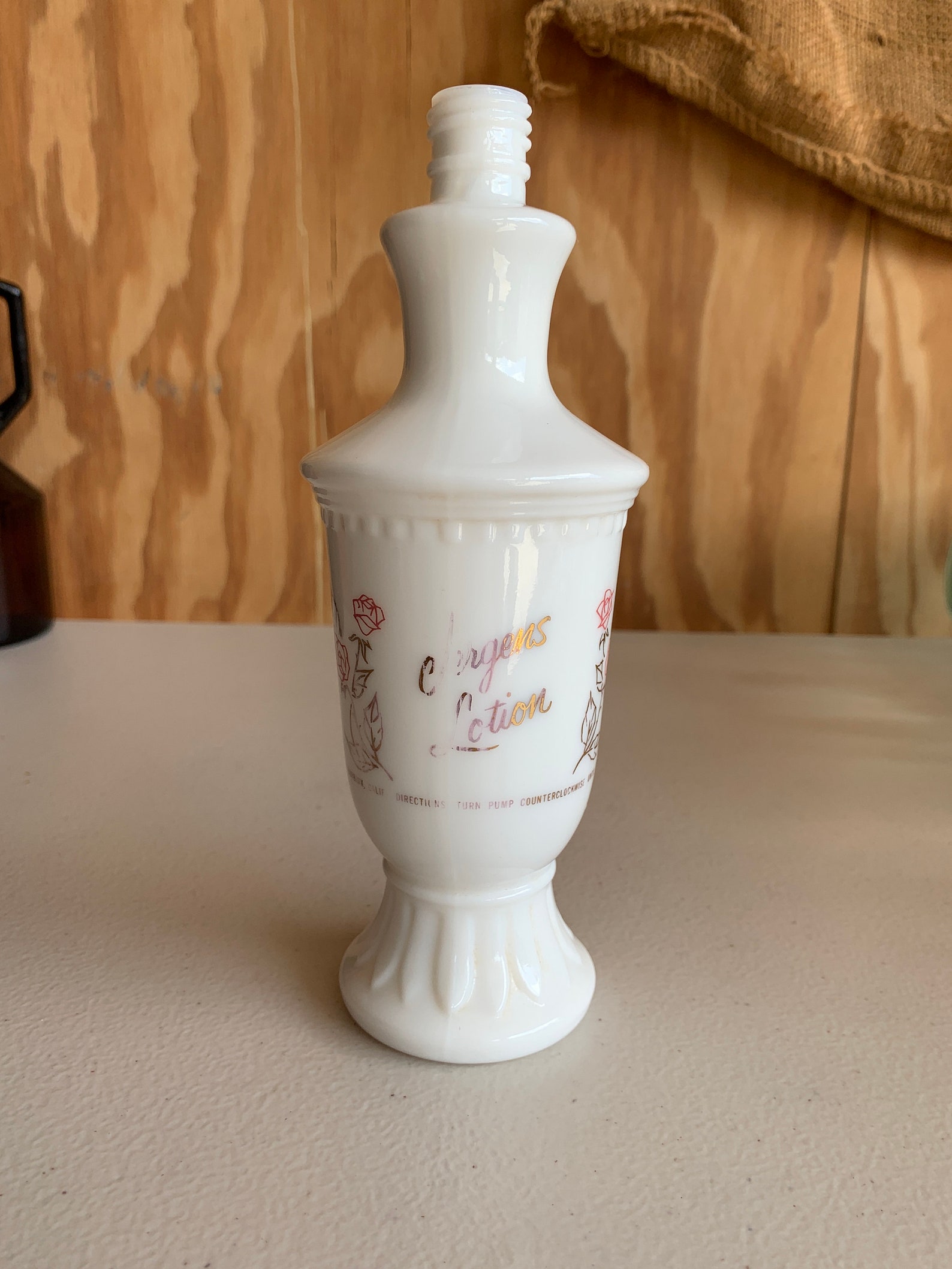 Vintage GOLD LEAF Jergens Lotion Bottle Milk Glass 1950s 8 Etsy