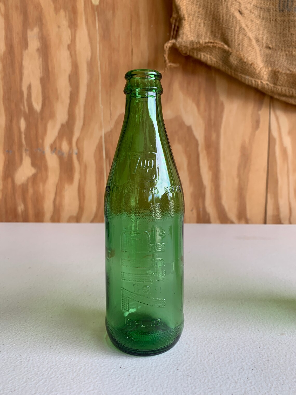 Vintage Green Glass 7UP Soda Bottle 1970s great condition Etsy