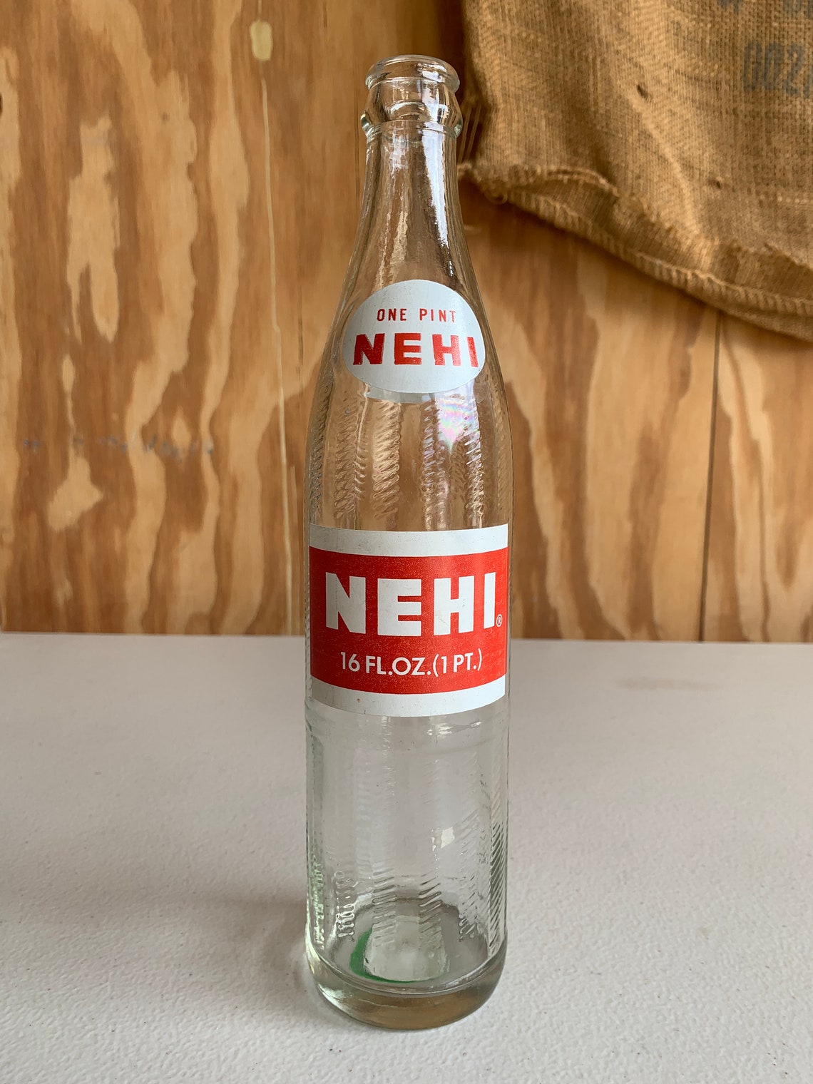 Vintage Clear Nehi Soda Bottle With Red/white Label 1960s Etsy