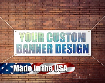 Custom Vinyl Banners Personalized Banners for Business, Events, Advertising, Birthdays Waterproof UV-Resistant for Indoor and Outdoor