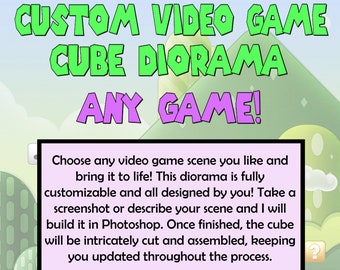 Diorama 3D personalizado de un cubo de videojuegos: ¡tú eliges el juego!