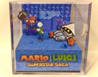 Mario & Luigi Superstar Saga Mecha-Blooper Diorama cubo 3D