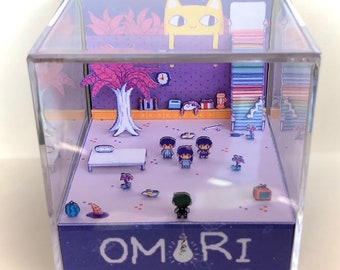 Diorama cúbico 3D de la habitación del vecino de Omori