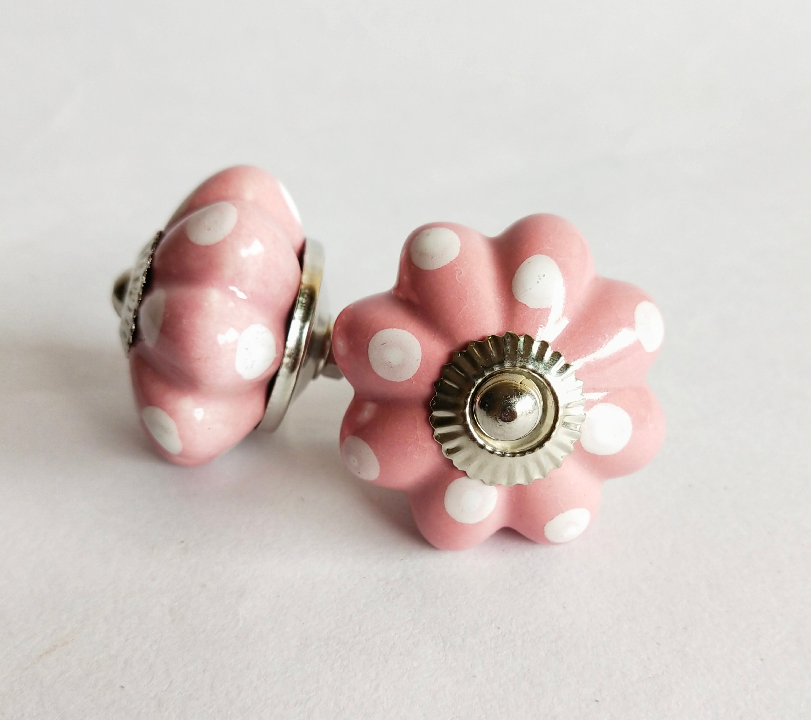 Perillas de cerámica pintadas a mano con forma de flor rosa y | Etsy