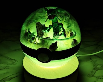 Terrarium pokeball Rayquaza avec support de lumière LED USB, cadeau d'anniversaire, de Saint-Valentin