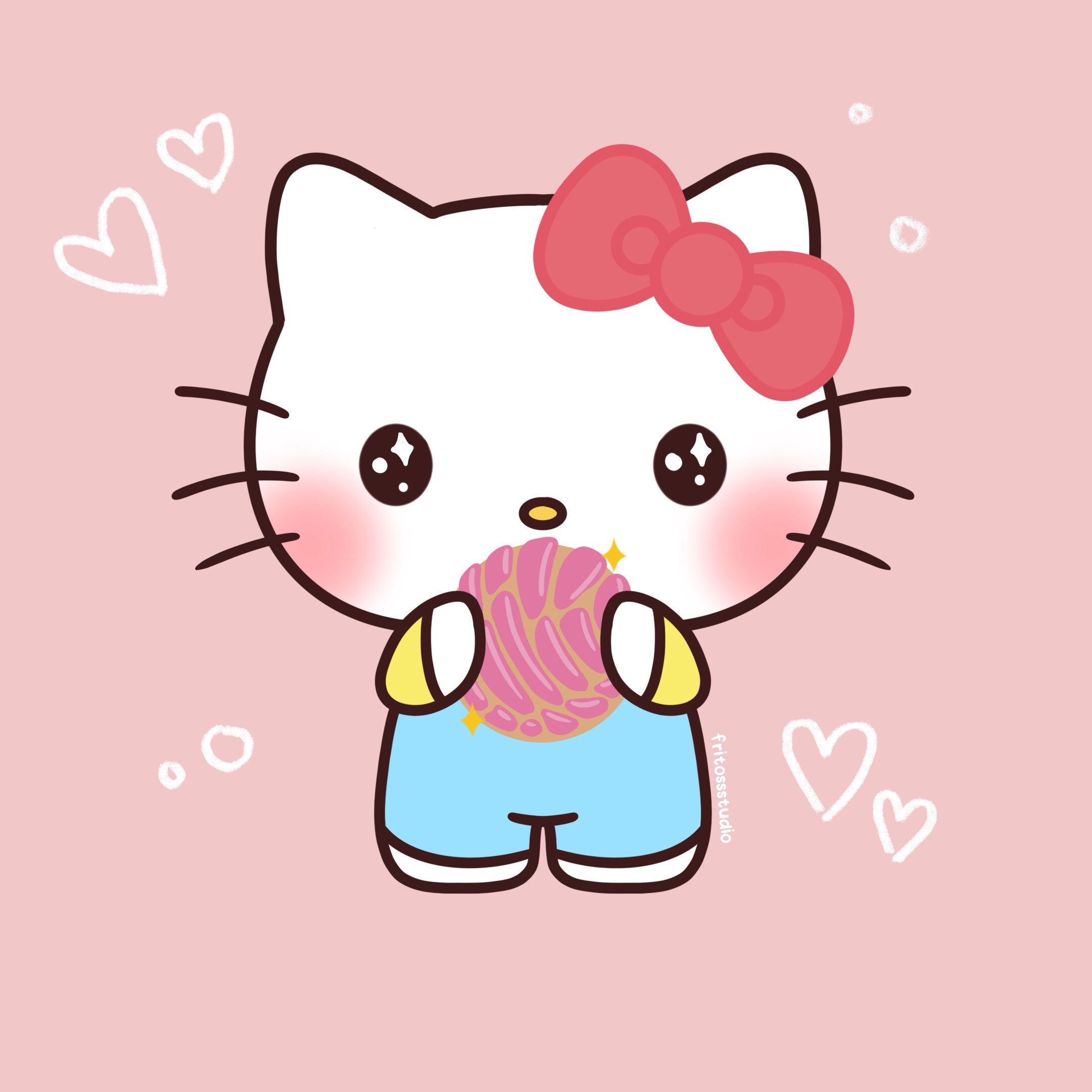 Hello Cat, Kawaii Kitty, Cute Kitty, Sticker, Concha, Pan Dulce 