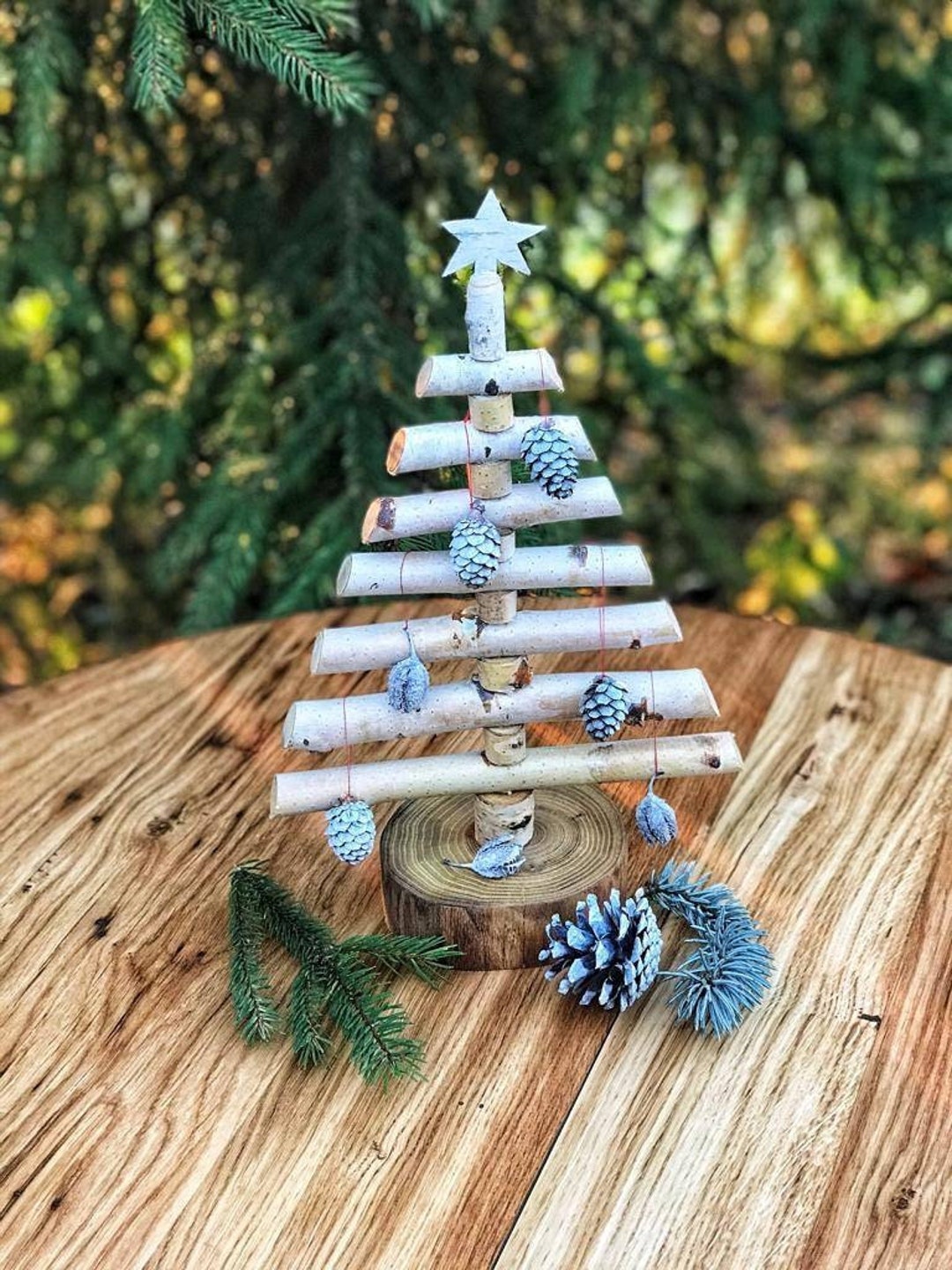 Mini Wood Christmas Tree Birch Christmas Tree Birch Logs - Etsy