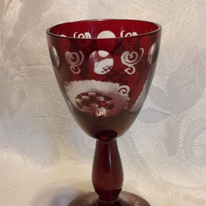 Vintage Egermann Ruby Red Czech Glass Cordial