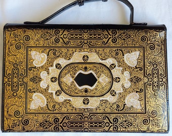 1960s Slim clutch evening bag Embossed Patented leather