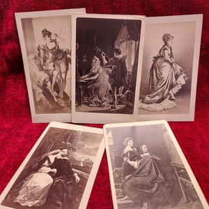 Vintage Franse boudoirkaarten Bulla Freres Paris set van 5