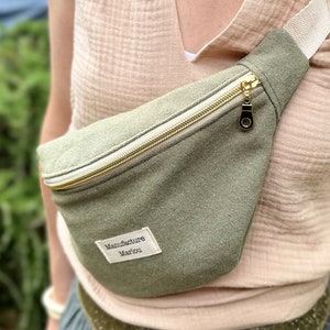 Crossbody fanny pack in Vercors fabric Vert clair