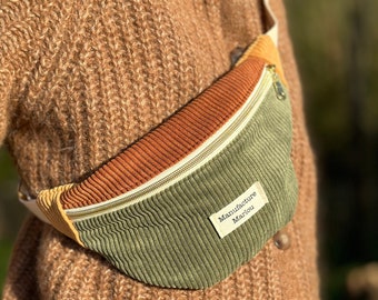 Tricolor corduroy fabric fanny pack