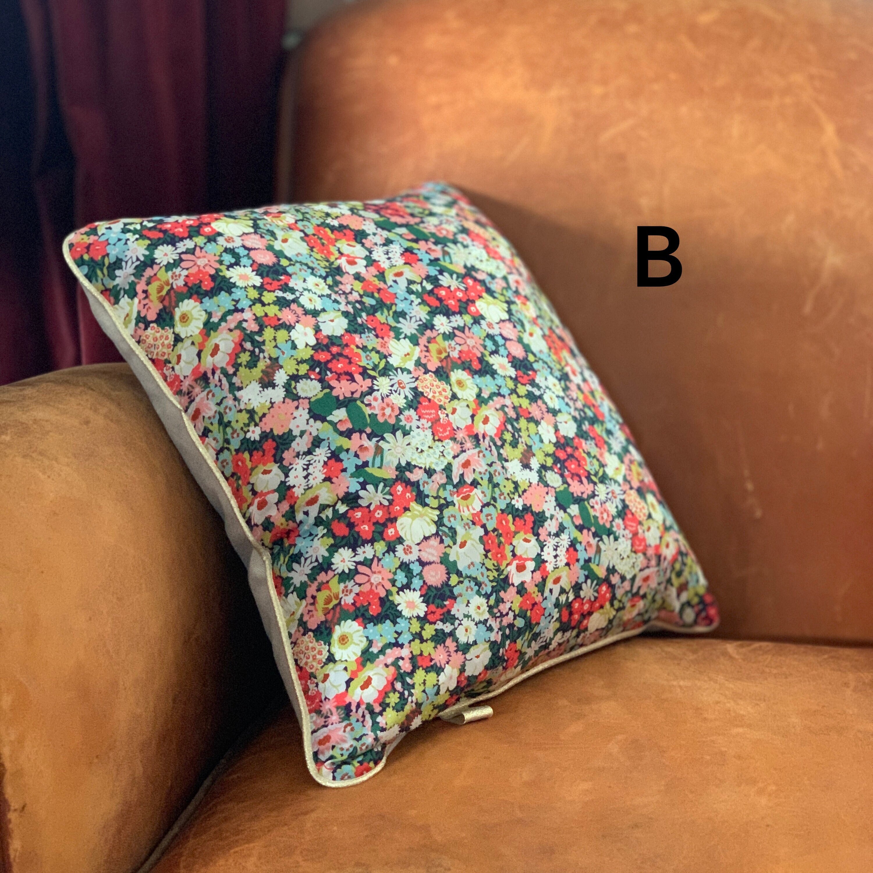 Coussin en Liberty Déhoussable - 40x40cm 30x50cm Cocooning, Idéal Pour Apporter de La Gaieté Dans Vo