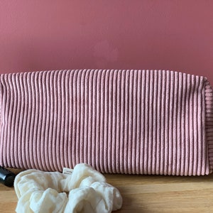 Grande trousse de toilette en velours côtelé Rose Poudré, Jaune moutarde, Vert olive afbeelding 5