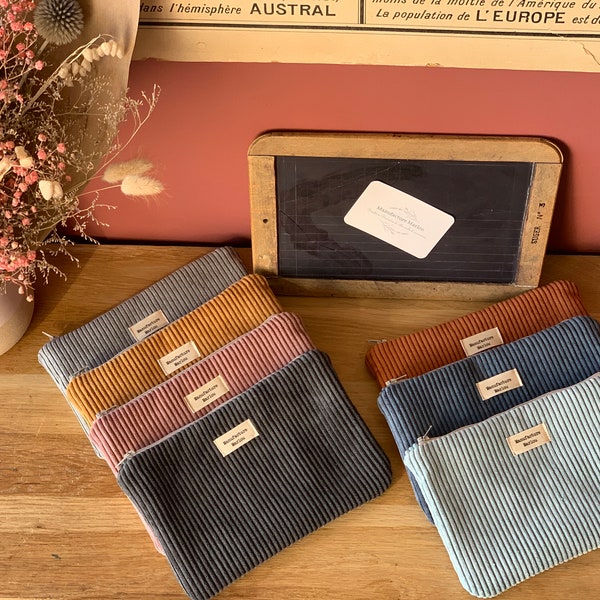 Corduroy Flat Toiletry Makeup Pouch