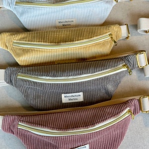 Sac banane en tissu velours côtelé Taupe