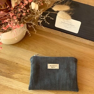 Corduroy coin purse Gris anthracite