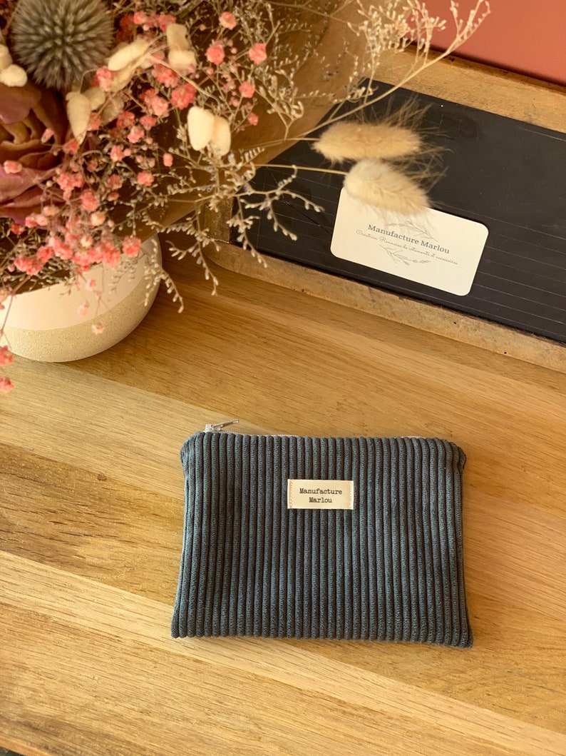 Corduroy coin purse Gris anthracite