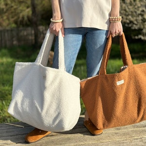 Sac cabas - tissu sherpa moumoutte /Sac Week-end /24h