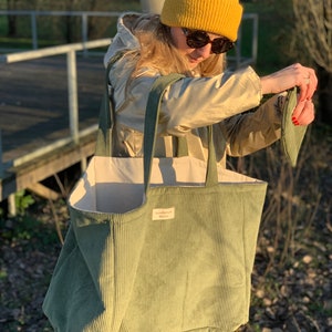 Large tote bag / 24h bag in corduroy image 3