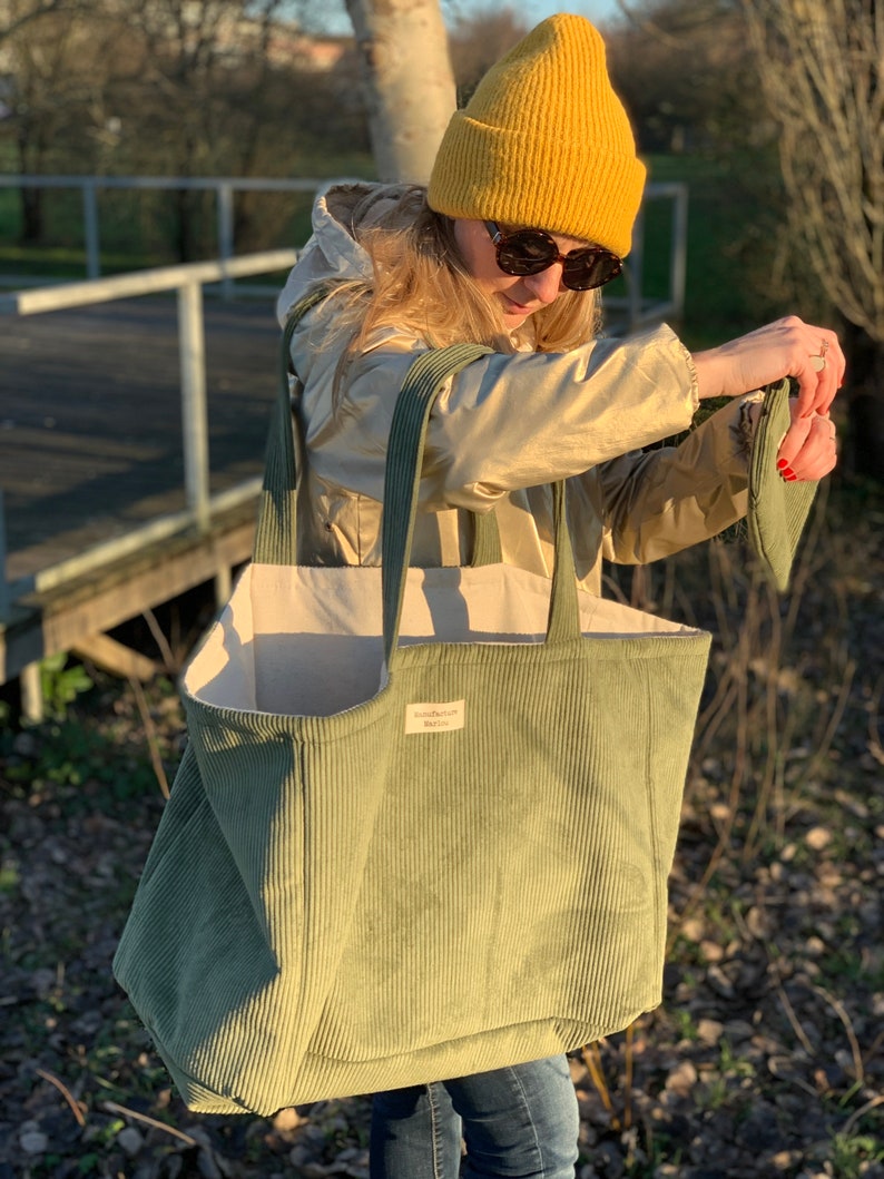 Large tote bag / 24h bag in corduroy image 3