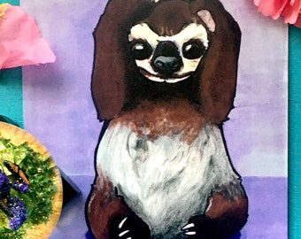 CLEARANCE Baby Sloth Art Print | Purple | Wildlife Art | Baby | Art | Chill | Wall Decor | Animal Portrait | Cute | Nursery