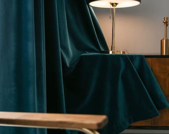 Mila Luxury Blackout Cotton Velvet Curtain - Teal / Green / Black / Gold / Moss