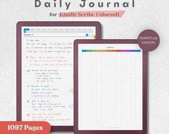 Reusable Daily Journal for Kindle Scribe Colorsoft | Fully Hyperlinked PDF Planner | Undated 365 Day Digital Journal | Lined Dotted 2026