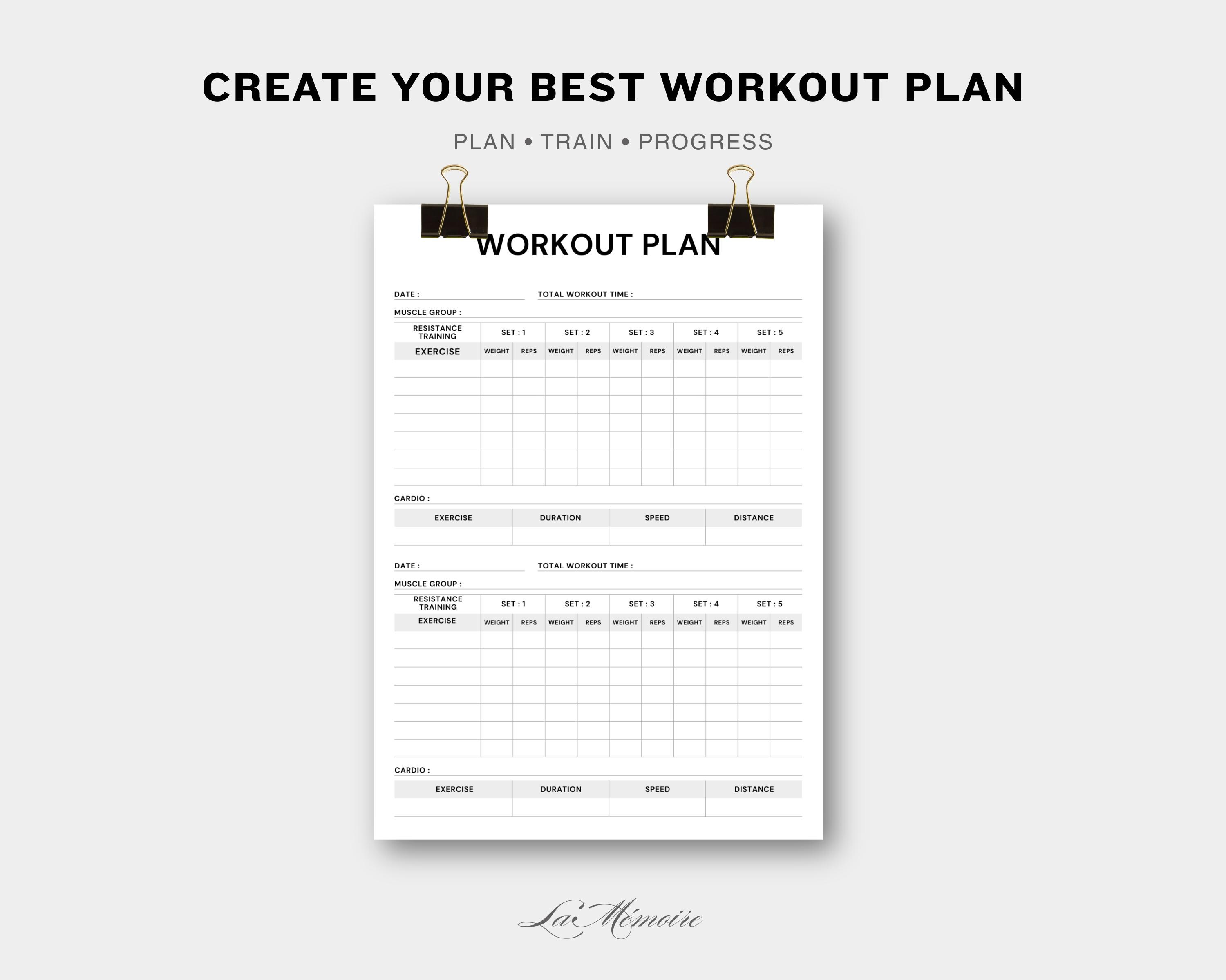 Workout Planner Printable | Gym & Fitness Tracker (A4 A5 Letter) - Etsy