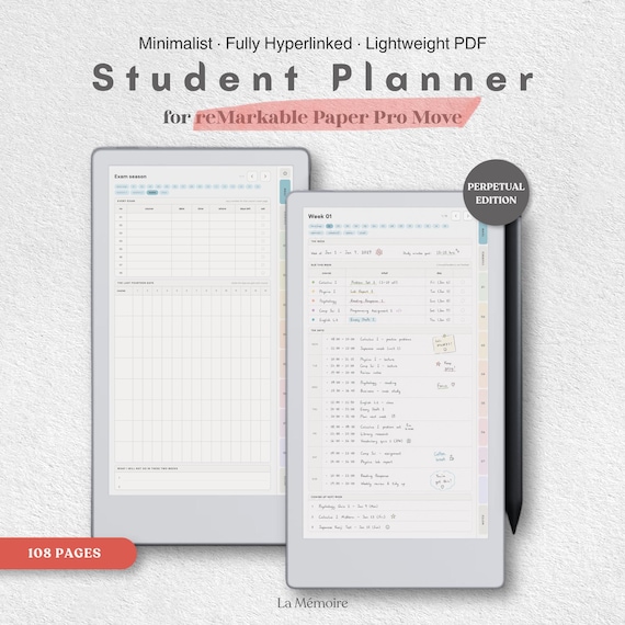 SEMESTER Assignment Tracker | reMarkable Paper Pro Move | Student Planner PDF with Grade Calculator & Deadline Tracker | Academic Planner
