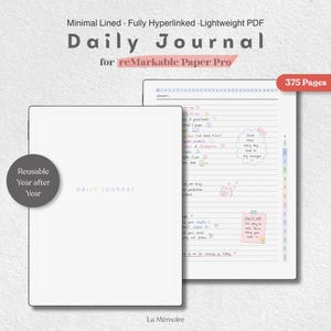 opmerkelijke Paper Pro-dagplanner | Niet-gedateerde pdf met hyperlink | Digitale planner | Minimalistisch notitieboek | ReMarkable 2-sjabloon