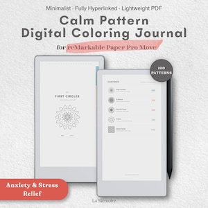 Calm Patterns Coloring Journal for reMarkable Paper Pro Move | Pocket Mandala Anxiety and Stress Relief Trace & Coloring Book | E-Ink PDF