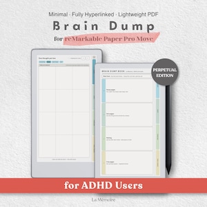 ADHD Brain Dump Book | Hyperlinked Digital PDF for reMarkable Paper Pro Move | Pocket Thought Dump Journal | Planner & Journal 2026