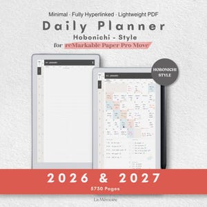 Hobonichi Style Digital Planner Bundle 2026 2027 | reMarkable Paper Pro Move Notebook | Hyperlinked Daily Weekly Monthly PDF Planner