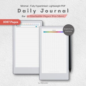 Digitaal dagboek voor reMarkable Paper Pro Move | PDF met hyperlinks | Ongedateerde planner voor 365 dagen met 3 paginastijlen (lijnen, stippen, raster)
