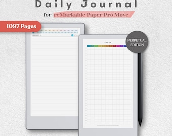 Agenda digital diaria para reMarkable Paper Pro Move / PDF con hipervínculos / Planificador de 365 días sin fecha con 3 estilos de página (rayado, punteado y cuadriculado)