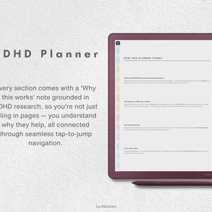 ADHD Planner Digital | Kindle Scribe Colorsoft, iPad, Samsung Tab, Boox | Undated Hyperlinked PDF Planner | Gentle Focus Journal for ADHD image 3