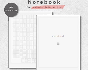 Digital Notebook for reMarkable Paper Pro, 105 Templates (Digital Download)