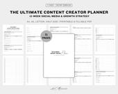 12-Week Content Creator Planner | Social Media Growth (Fillable PDF)