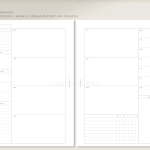 Undated Weekly | A5 Printable Planner Inserts | WO2P Schedule Template ...