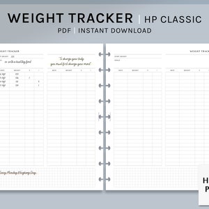体重トラッカー | HPクラシック印刷可能ハッピープランナーインサート | 減量ログ | ダイエット用フィットネスジャーナルテンプレート PDF | デジタルダウンロード