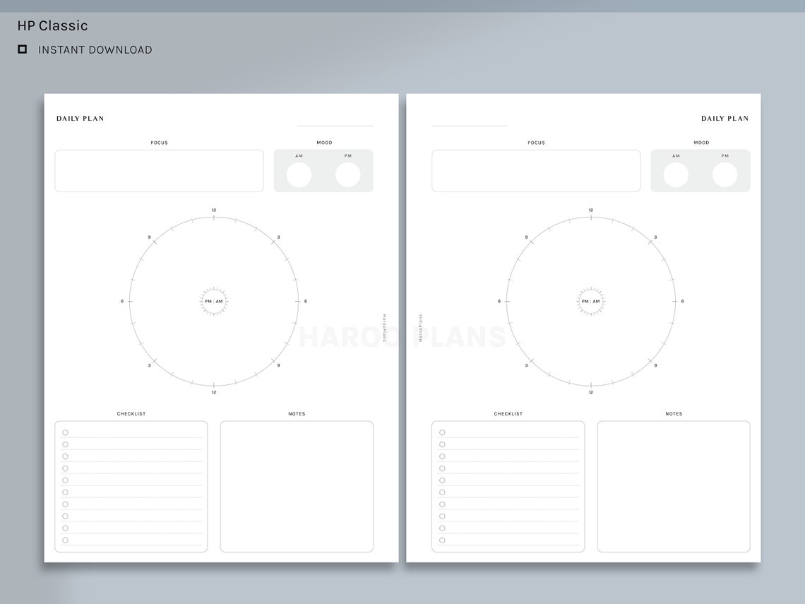 Daily Plan | HP Classic Printable Happy Planner Inserts | 24hours ...