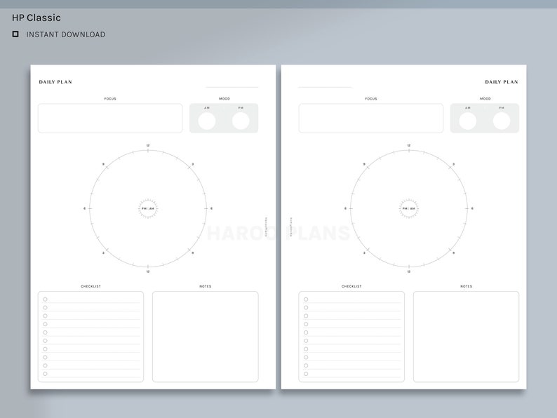 Daily Plan | HP Classic Printable Happy Planner Inserts | 24hours ...