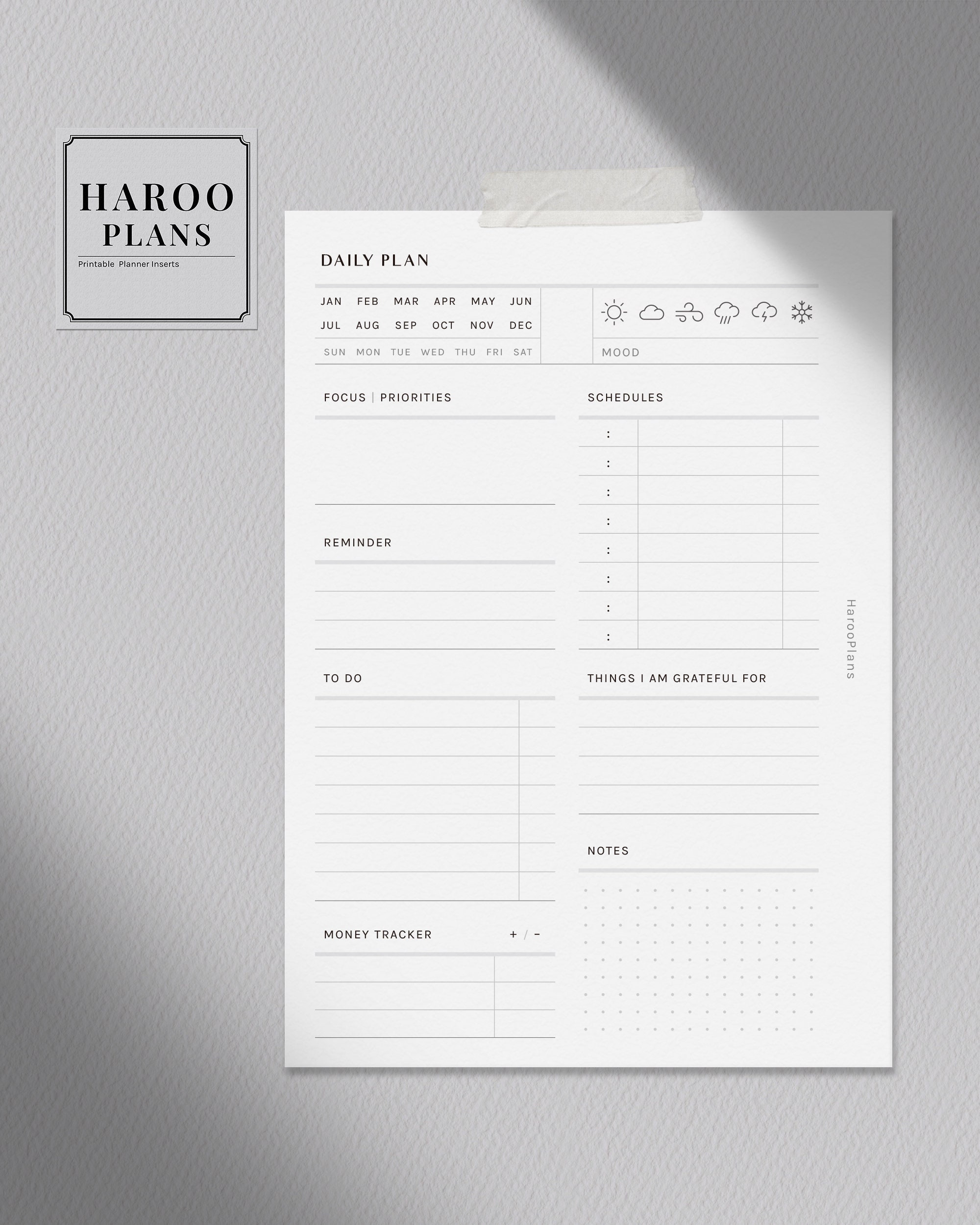 Daily Planner A6 Size Printable Inserts Schedule Template - Etsy