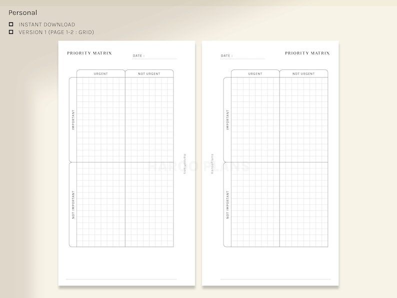 Priority Matrix Personal Size Printable Planner Inserts - Etsy