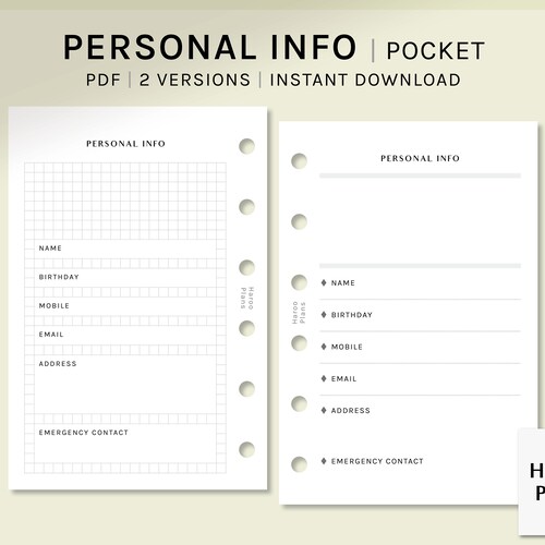 Checklist Sheet Pocket Size Printable Planner Inserts - Etsy